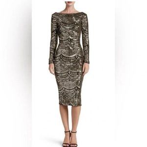 Dress the Population Emery Velvet Sequins Midi Black & Silver